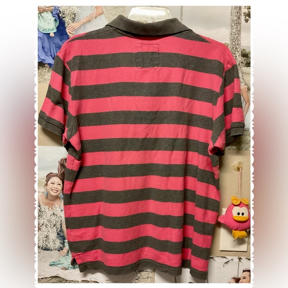 Old Navy Red and Gray Striped Polo Shirt - Picture 2 of 4